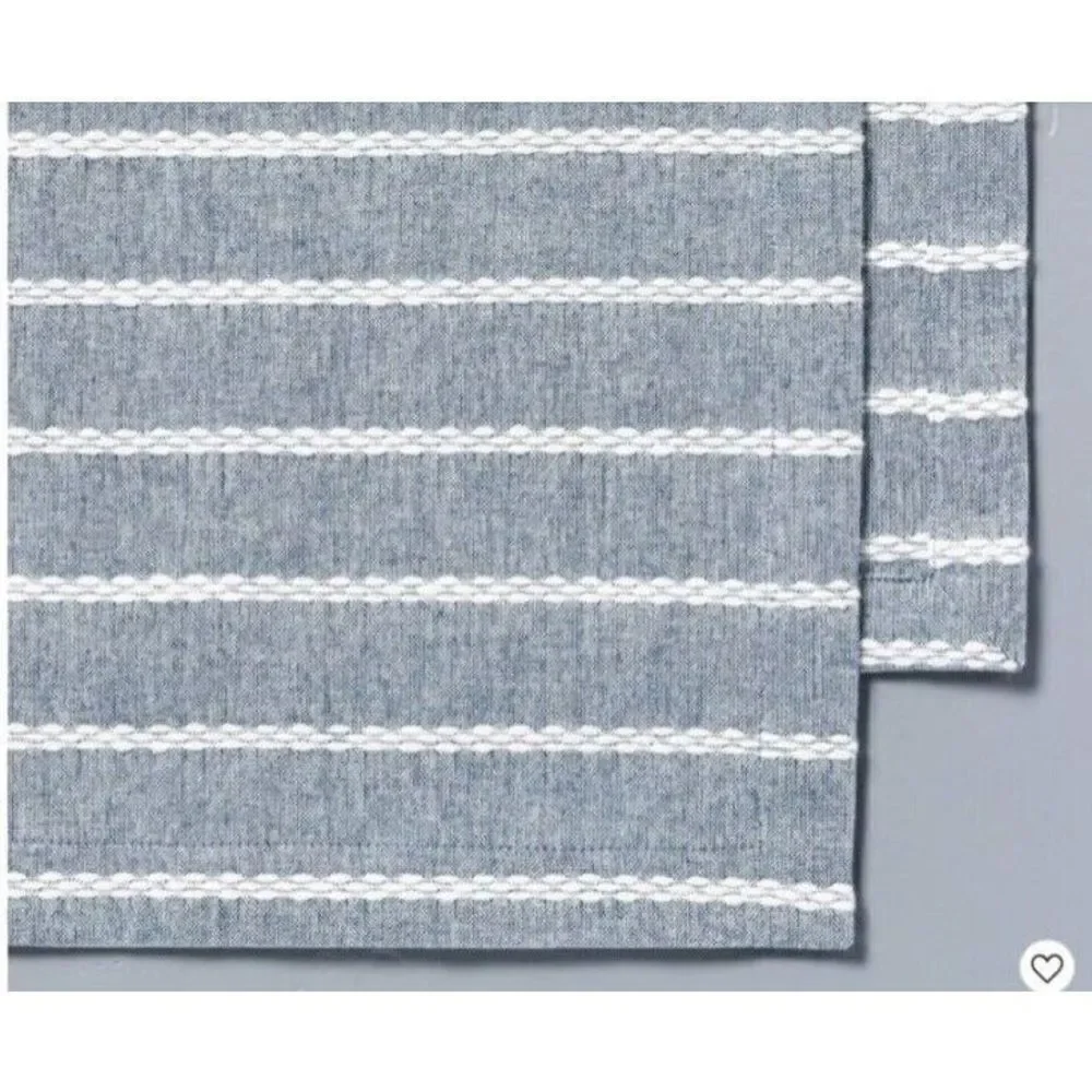 Hearth & Hand™ with Magnolia Blue Stripe Table Runner Dobby Woven Faded Blue New